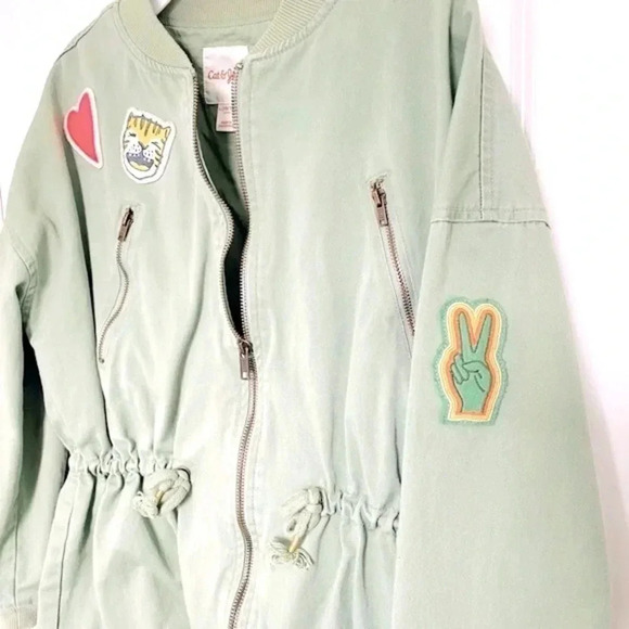 Cat & Jack Army Green Lightweight Jacket with Patches Girl’s Size Large - Picture 4 of 9